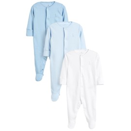 NEXT Organic Cotton Pyjamas Pack of 3, blue/white