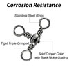 Alwonder 3-Way Fishing Barrel Swivels, Pack of 50, 44Lb