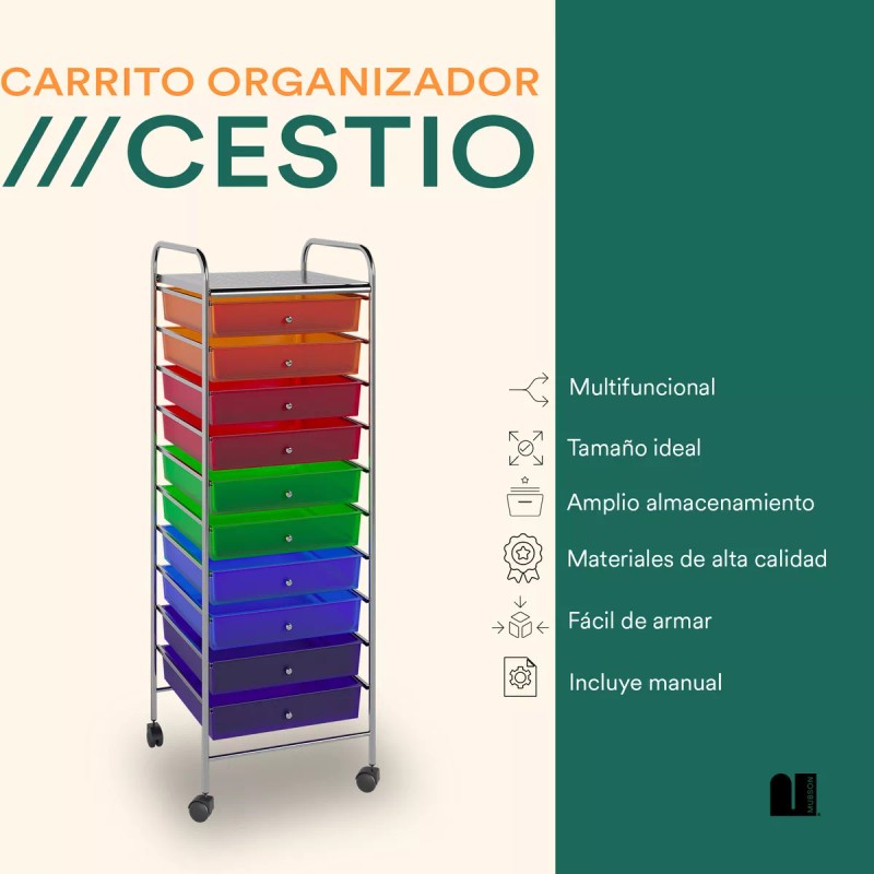 Mubson Carrito Organizador Con 10 Cajones Cajonera Multiusos Mubson Color