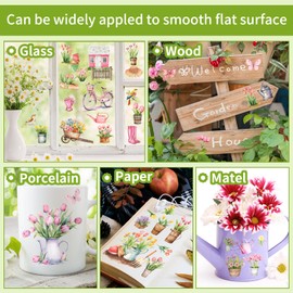 Dispowreath 25 Sheets Spring Rub on Transfers Stickers for Crafts and Furniture Decor Vintage Floral Transfers Vintage Spring Decals for Wood Fabric Home DIY, 5.9" x 5.9"