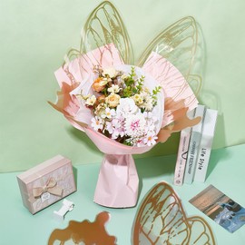 UNICRAFTALE 50Pcs Waterproof Butterfly Flower Bouquet Wrapping Paper Transparent Bouquet OPP Packaging Paper Brown Butterfly Clear Floral Wraps Packaging for Wedding Florist Supplies 58x56cm