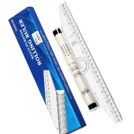 SENRISE Balancing Scale 30cm Multipurpose Drawing Parallel Rolling Ruler Type Drawing Tool Squares - Angle Parallel Ruler 2 Pack Clear