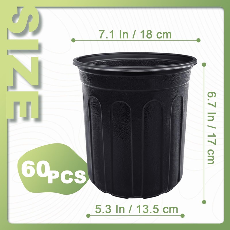 Anyumocz 60 Pcs 1 Gallon Flexible Plant Nursery Pots,Thickened Soft
