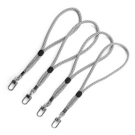 trage.band® Short Adjustable Wrist Strap with Carabiner Hook, Pack of 4, Black/White