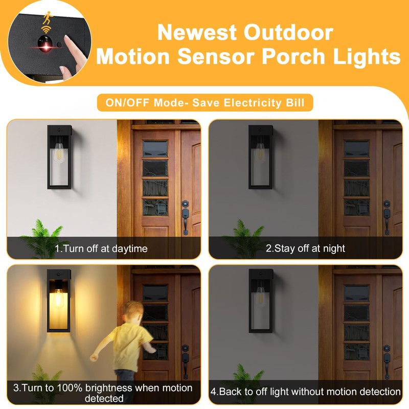 OYKYOHEI 2 Pack Large Porch Lights with GFCI Outlet, Dusk