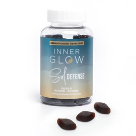 Inner Glow Sol Defense Gummies – Dermatologist & Plastic Surgeon-Formulated Skin Resilience Vitamin Supplement with Polypodium Leucotomos & Niacinamide, Passion Fruit Flavor, 60 Sugar-Free Gummies