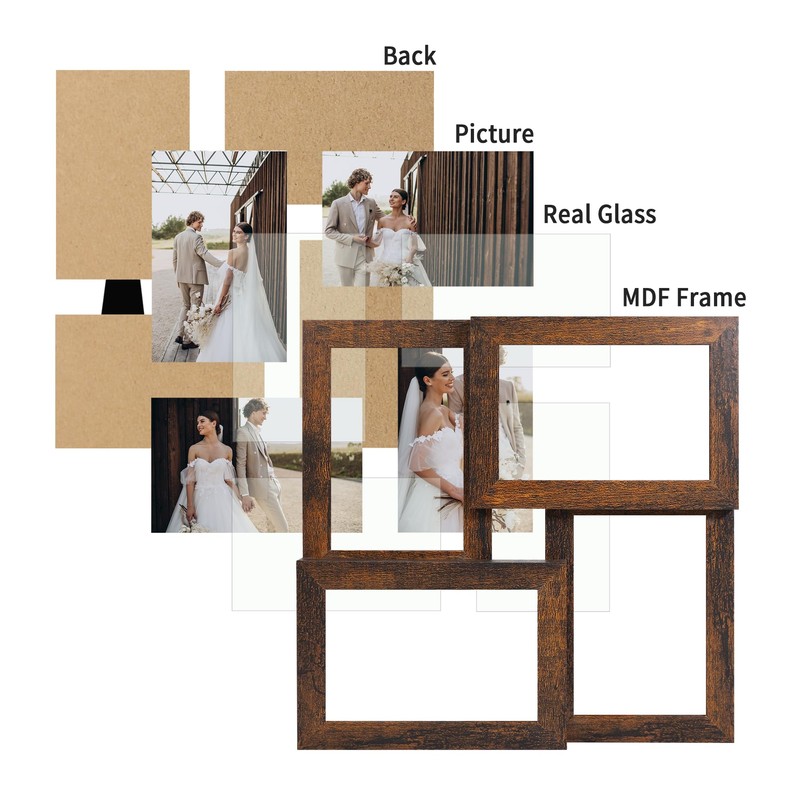 SZYUU 4x6 Collage Picture Frame,4 Photo Frame with Real Glass,Family