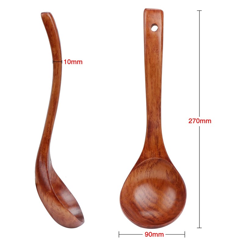 TsunNee Wooden Soup Ladle, Natural Wood Soup Spoon, Porridge Spoon,