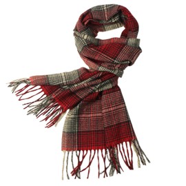 TZ Promise Men Women Tartan Plaid Check Stewart Scottish Soft Warm Winter Cashmere Feel Scarf (Burgundy/Beige(49))