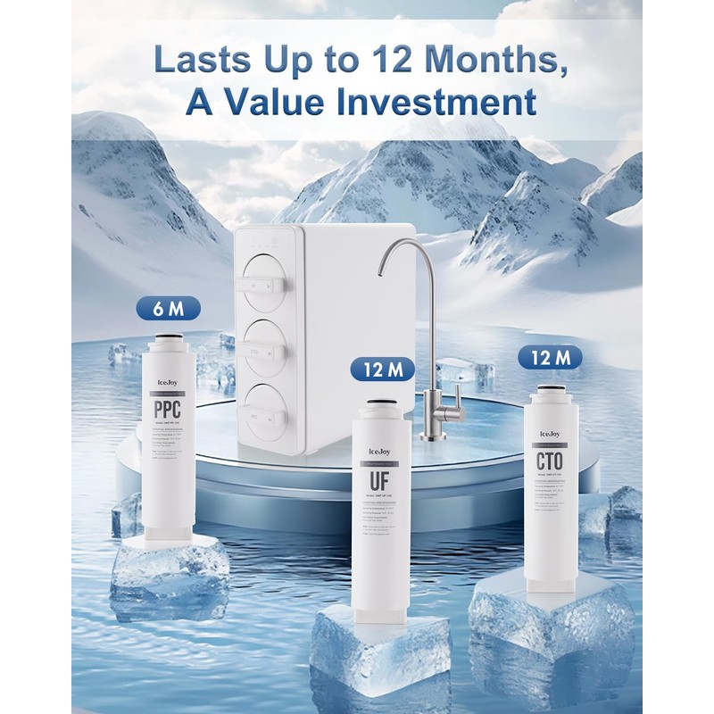 IceJoy Ultra-Filtration Under Sink Water Filter System, 0.01 Micron Precision,