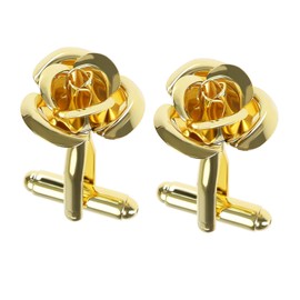 eMagTech 1 Pair Rose Petal Cufflinks Golden Cufflinks Classic Shirt Cufflinks for Men Dad Groom Clothing Decoration, Copper