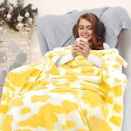 Cozy Yellow Blanket Lightweight Soft Lemon Pale Yellow Throw Blanket Gifts Decor Stuff Girls Cozy Fuzzy Fleece Blanket for Bed Couch Women