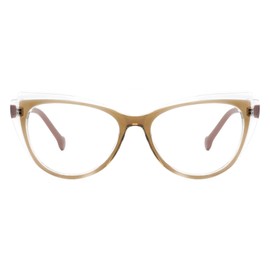 VOOGLAM Cat Eye Glasses Frames for Women Ultralight Transparent Brown Double Layer-5908