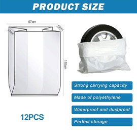 TMRBBesty Tyre Bags, Tyre Protective Cover, Tyre Cover, Pack of 12 for Tyres up to 20 Inches, Waterproof, Protect Wear, for Tyre Storage, Transport