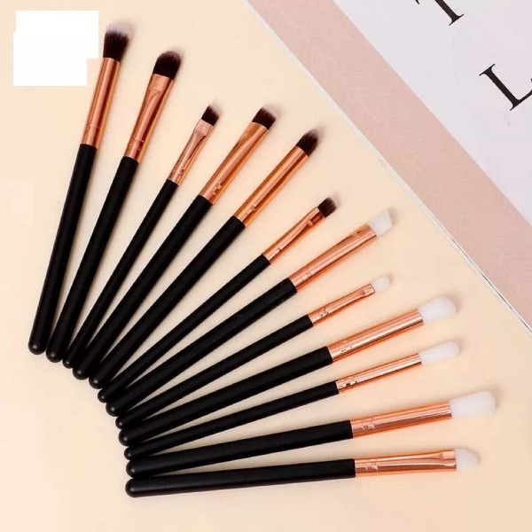 Unbranded 12Pcs Eyeshadow Eyebrows Foundation Blending Brush Set Makeup Cosmetic