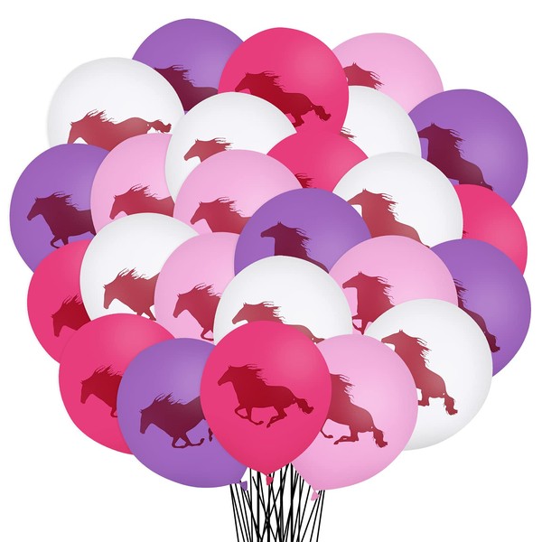 32 Pcs Horse Balloons Cowgirl Balloons Horse Birthday Party Decoration Balloons 12 Inches Latex Balloons for Baby Shower Cowgirl Party Favors