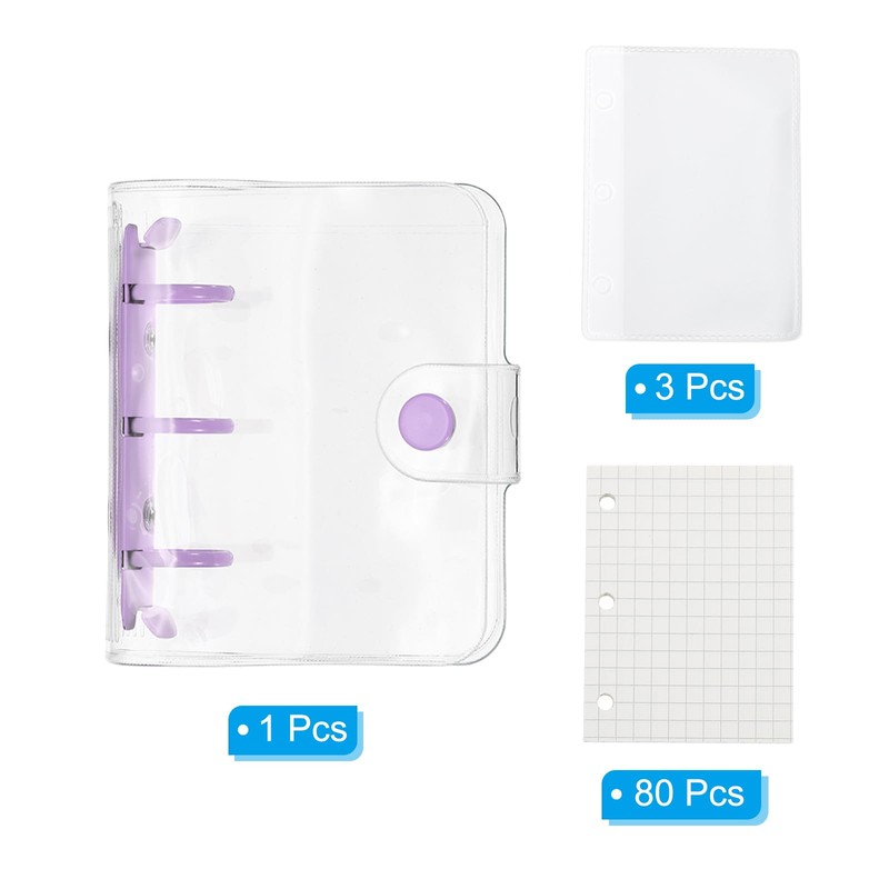 PATIKIL Clear 3 Ring Binder Cover, PVC Notebook Binder Mini