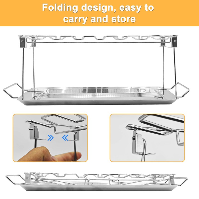 BaokiTook 2 Packs Grill Rack, Chicken Leg and Wing Rack,