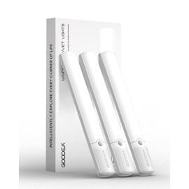 Goodea Under Cabinet Lighting, LED Motion Sensor Light Indoor, Wireless Rechargeable Battery Operated Under Cabinet Lights for Kitchen,Dimmble Closet Lights (3 Pack)