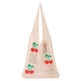 Ovida Crochet Tote Bag Mesh Beach Bag Fairycore Hobo Bag Fairy Grunge Aesthetic Shoulder Bag Y2k Purse for Women Girls