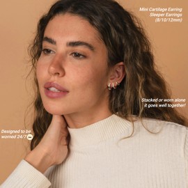 MACACHII 3 Pairs 925 Sterling Silver Hoop Earrings Set for Women,14K Gold Plated Small Earring for Multiple Piercing Hypoallergenic Jewelry, Trendy Twisted CZ Cartilage Huggie Earings