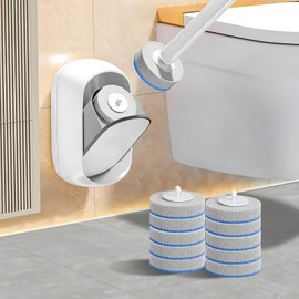 Disposable Toilet Brush Wand, Wall Mounted Toilet Cleaner Kit with Holder, 12 Refills Replacement Heads for Bathroom Cleaning