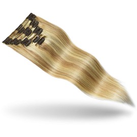 ROSEBUD Clip in Hair Extensions REMY Human Hair 8Pcs 18 Clips 65g/Set 16 Inch