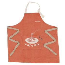 Techno Prime 69556 Retro Neapolitan Apron, Length 31.5 inches (80 cm), Unisex Use, Outdoor, Cafe, Nursery, Large Pockets, Front Tie, Back Tie, Orange Color