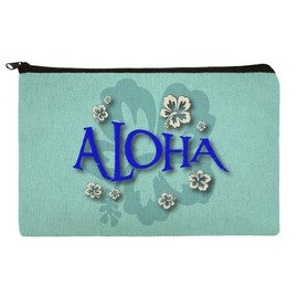 Aloha Hawaiian Greeting Hibiscus Flowers Makeup Cosmetic Bag Organizer Pouch