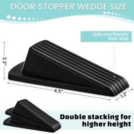 Frienda 60 Pcs Door Stoppers Bulk Rubber Door Stop Wedge Door Stopper for Bottom of Door Sturdy Door Stop for Heavy Duty Door Bottom Carpet Tile Concrete Wooden Floor (Black)