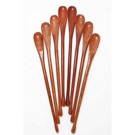 Lot of 10 Pcs. Red Wood Long Handle Drink Spoon Cocktail Stirrer by CandyHusky