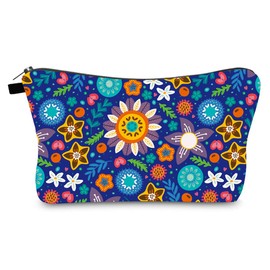 FAVORTALK Small Make Up Bag Travel Cosmetic Storage Bag with Handle Portable Zipper Toiletry Bag Makeup Bag with Beautiful Flowers Pattern for Women Girls Cosmetic Bags B1075