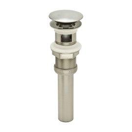 PF WaterWorks PF0712-BN DecoDRAIN Decorative Push Pop-Up Sink Drain, Plated ABS, CUPC Listed, Umbrella Cap (2.5"), with Overflow, Brushed Nickel