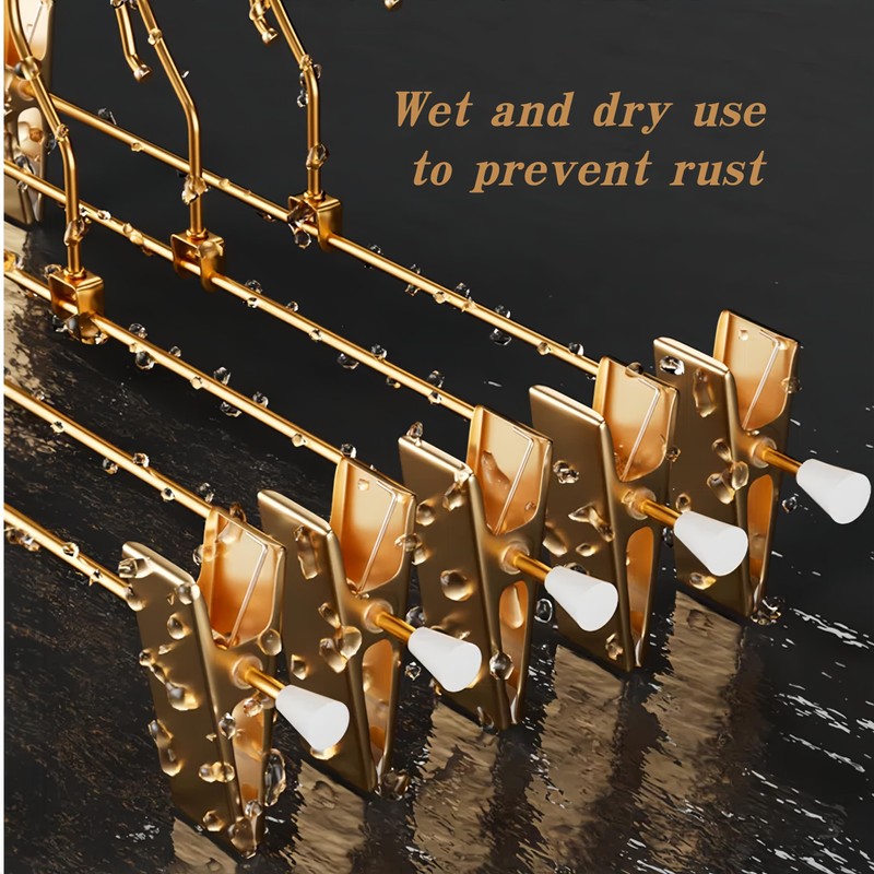 Fazanwey Gold Pants Hangers with 2-Adjustable Clip,Skirt Hangers Metal Clip