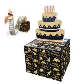 Happy Birthday Cash Box Cash Gift Surprise Money Gift Box Money Gift Box with 30 Transparent Pockets DIY Birthday Money Box Suitable for Giving to Friends and Family