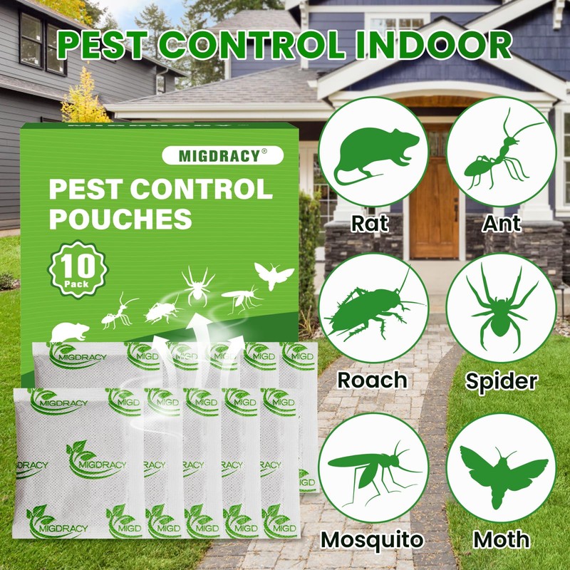 Migdracy Pest Control Pouches, Insect and Mice Repellent Pouches, 10Pcs