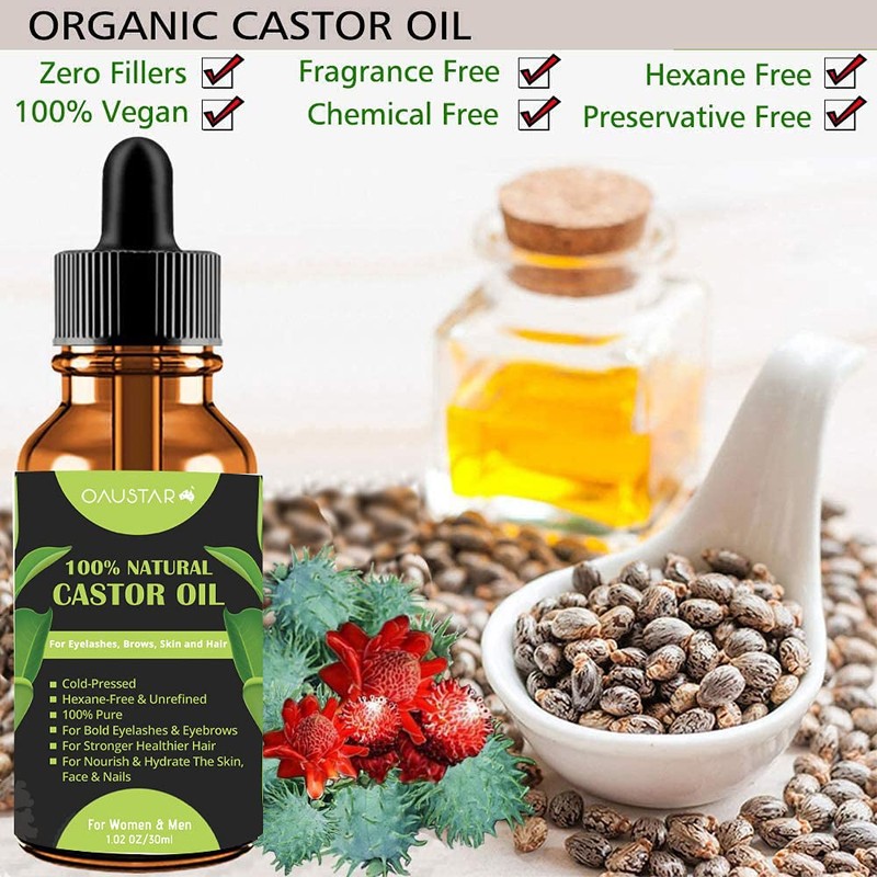 Castor Oil-Cold Pressed, For Hair Growth, Bold Eyelashes & Eyebrows,