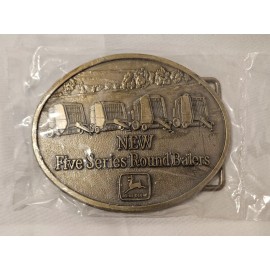 JOHN DEERE 1989 NEW FIVE SERIES ROUND BALERS BRASS BELT BUCKLE NIB