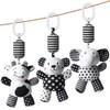 Aolso Baby Pram Pushchair Toys, 3Pcs Hanging Rattle Toys, Black