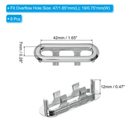 PATIKIL Sink Trim Overflow Cover, 8Pcs 2x0.7 Inch Oval Sink Overflow Rings Basin Drain Cover Hole Insert in Caps for Kitchen Bathroom, Silver