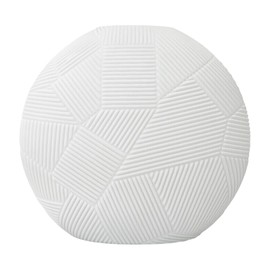 Bergamo Art 8 Inch Wide Decorative Handmade Glass Round Flower Vase in White