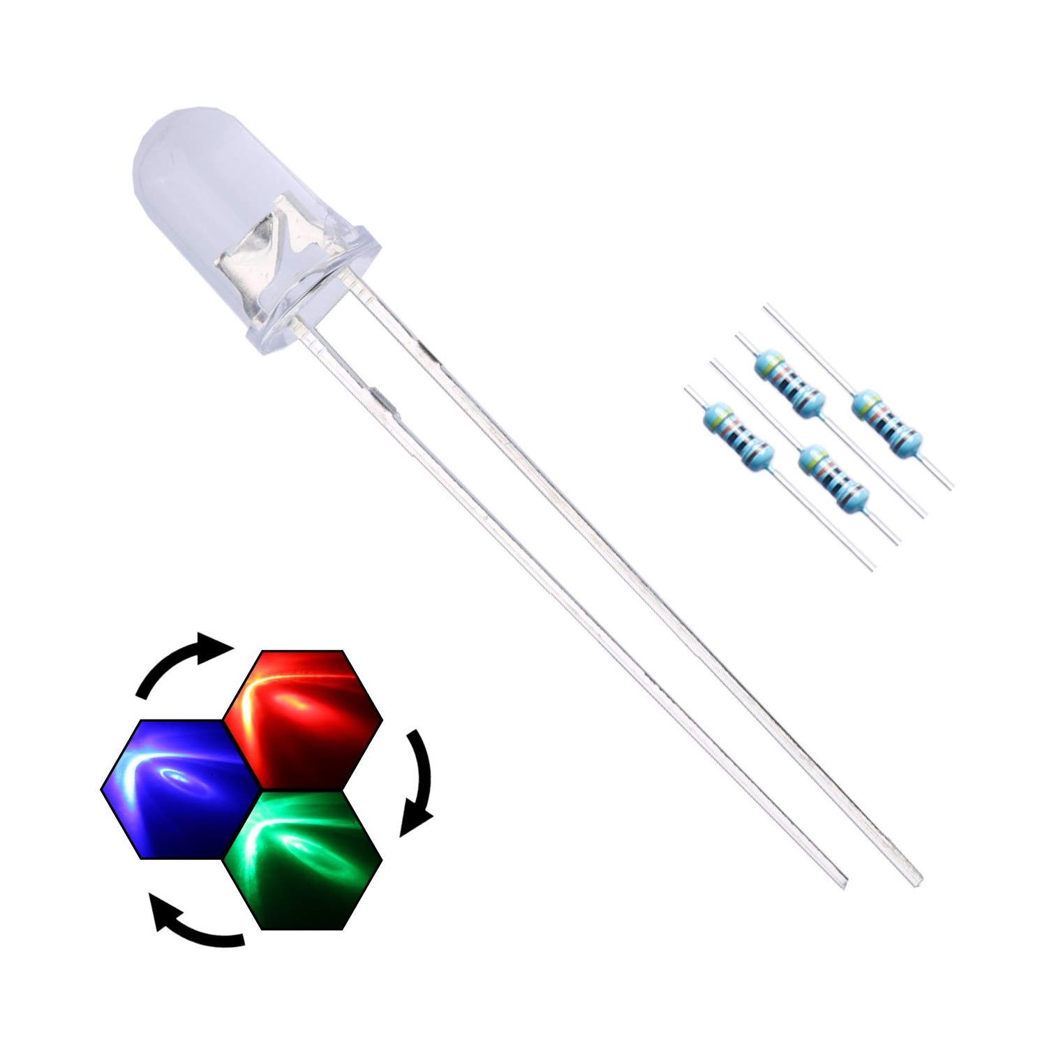 EDGELEC 100pcs 5mm RGB Slow Flashing LED Diodes Multicolor (Colors ...