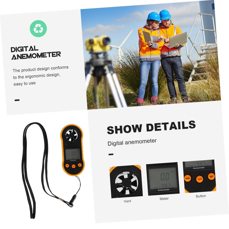 BESPORTBLE 1pc Handheld Digital Anemometer Air Flow with Backlight Compact
