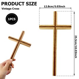 UPIQNG 10 Inch Wooden Cross Wall Hanging Jesus Cross Catholic Religious Cross Vintage Walnut Wood Hard Cross Craft for Home Wedding Party Decoration