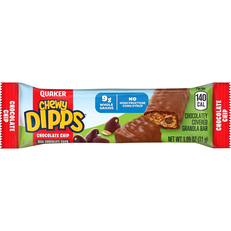 Quaker Chewy Dipps Granola Bars Chocolate Chip, 1.09 oz, 14
