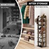 Wooden 8 Tiers Vertical Shoe Rack with Hooks