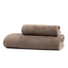 Ferò Luxury 2-Piece Towel Set, 100% Cotton Premium Low Twist, 550 g/m², Ultra Soft and Absorbent, Italian Design, Pair of Face & Guest Towels, 50 x 100, 50 x 30 cm, Taupe