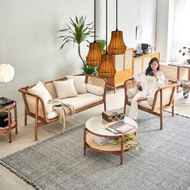 Rattan Lampshades Set of 3, For Table, Wall Sconces,Hanging lamps woven boho rattan Lamp Shade replacement for Living Room Kitchen Dining Room Bedroom traditional Shades