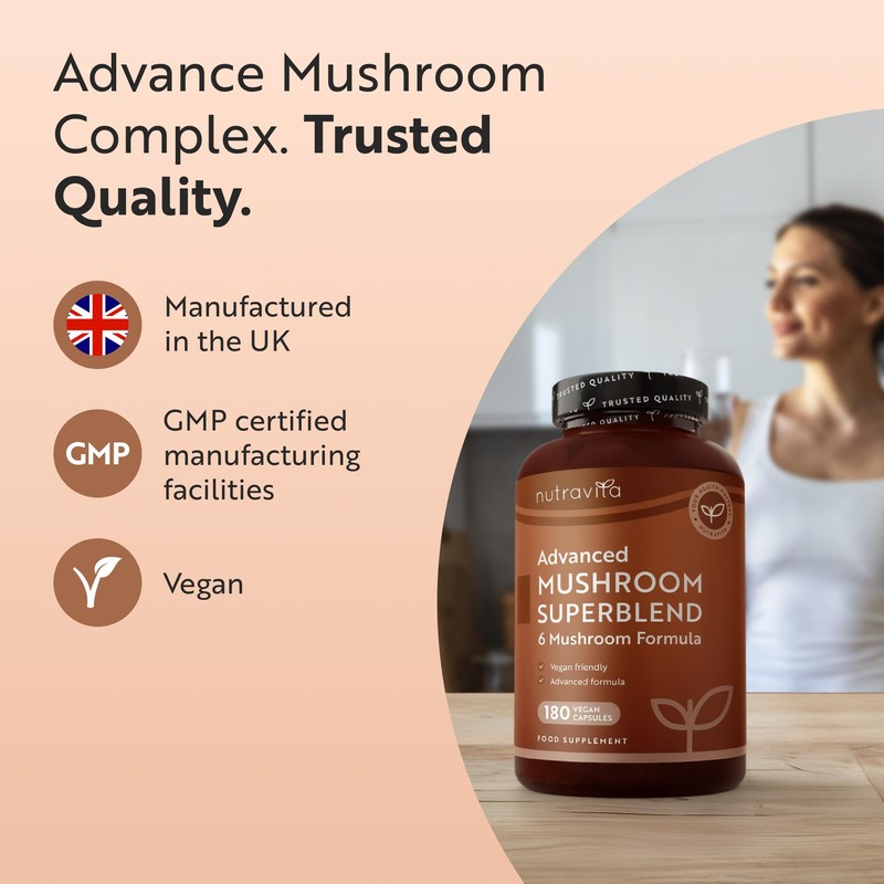 Nutravita Mushroom Complex 14400mg Superblend with Lions Mane - 180