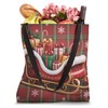 Christmas Sleigh Plaids and Snowflakes Tote Bag